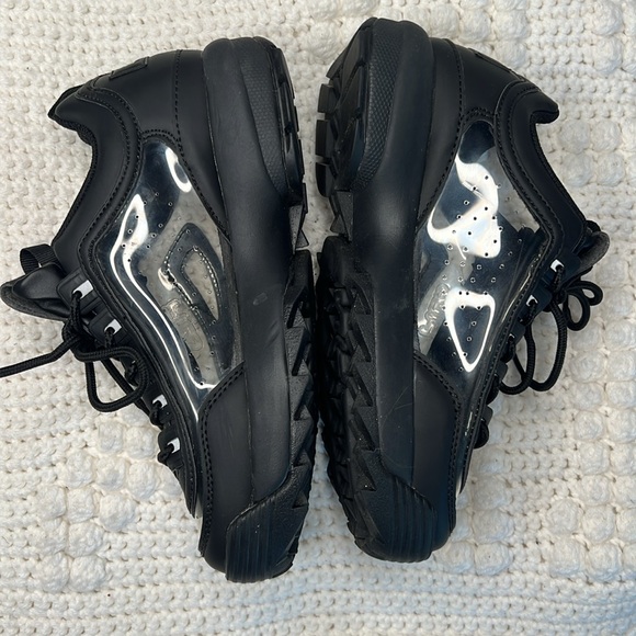 FILA: DISRUPTOR II CLEAR BLACK LEATHER SHOES size 7 - Picture 7 of 11